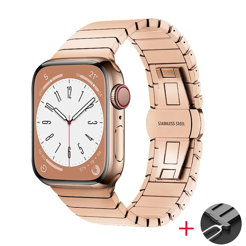 Correa de pulsera de eslabones metálicos para Apple Watch Band Ultra 2/1 49mm 7 8 9 45mm 41mm 10 42mm 46mm Correa iWatch 6 5 4 SE 44mm 40mm Correa
