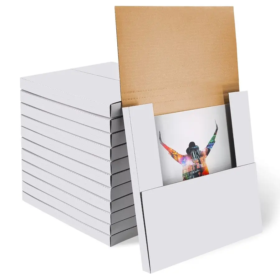 

Pack Vinyl Record Shipping Boxes 12.5 X 12.5 x 1 White Vinyl Record LP Shipping Mailer Boxes, Easy Fold LP Cardboard Mailing Box