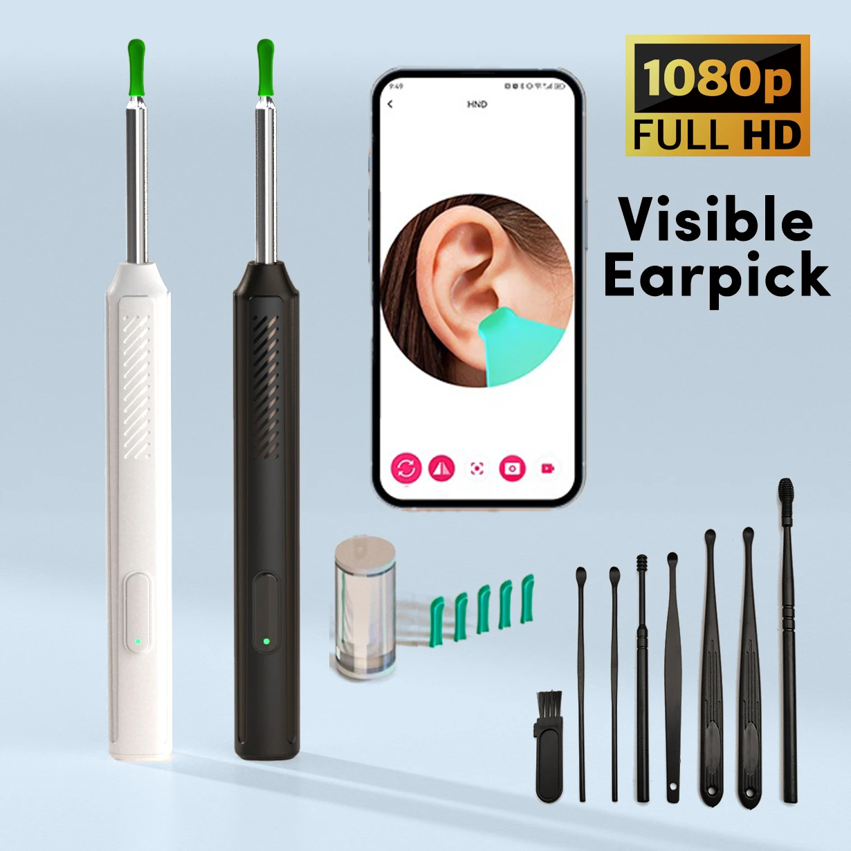 

Wireless Ear Wax Removal With Camera Rechargeable Ear Cleaner 8 Megapixels Check Camera with Ear Spoon Set Canal Clean