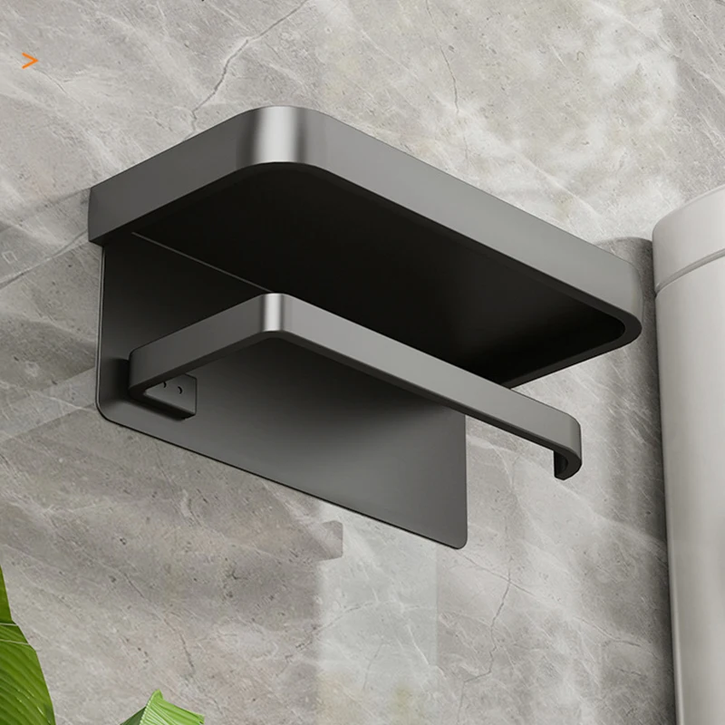 Aluminum Toilet Paper Holder Storage Rack Kitchen Towel Placement of seasoning bottles Bathroom Wall Roll of Paper Phone Storage image 5