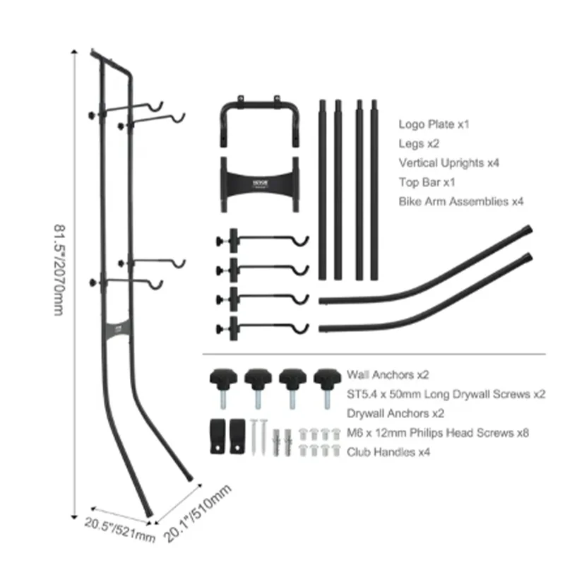 2 Bike Storage Rack, Free Standing Gravity Wall Vertical Bike Rack, Fully Adjustable Bike Rack Garage, Sturdy Steel & Easy Asse