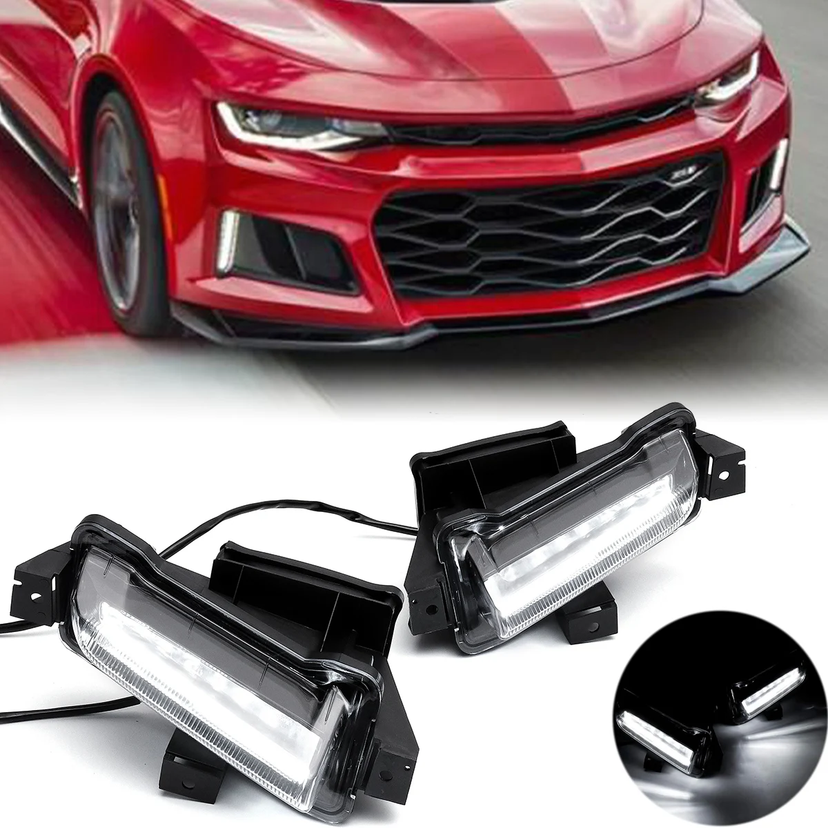 

2 шт. белые светодиодные DRL дневные ходовые огни для Chevrolet Chevy Camaro ZL1 RS 1LT 2016 2017 2018 2019 Стайлинг автомобиля
