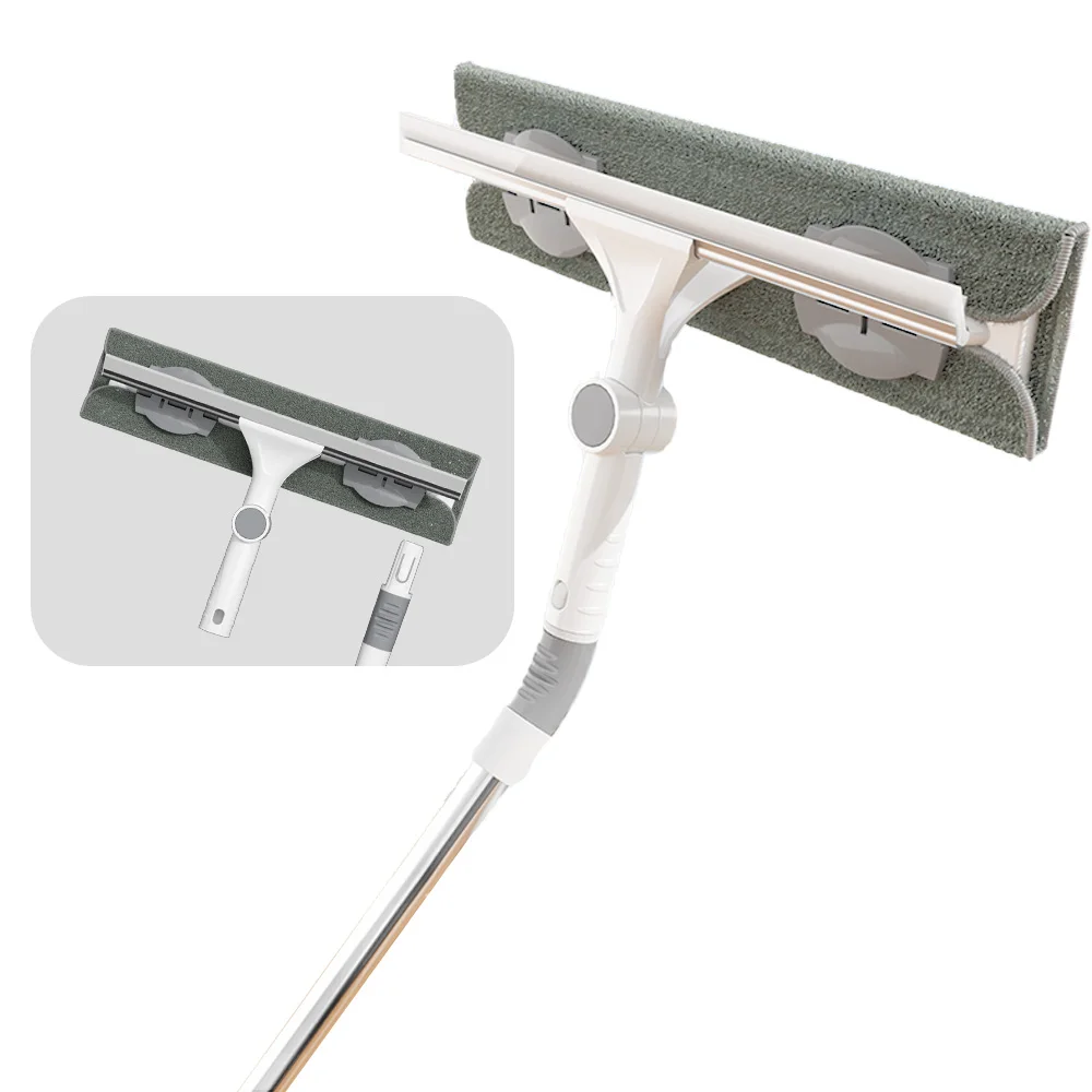 

Wholesale 2in1 Portable long handle telescopic cleaning tool microfiber mop scraper window car glass cleaning