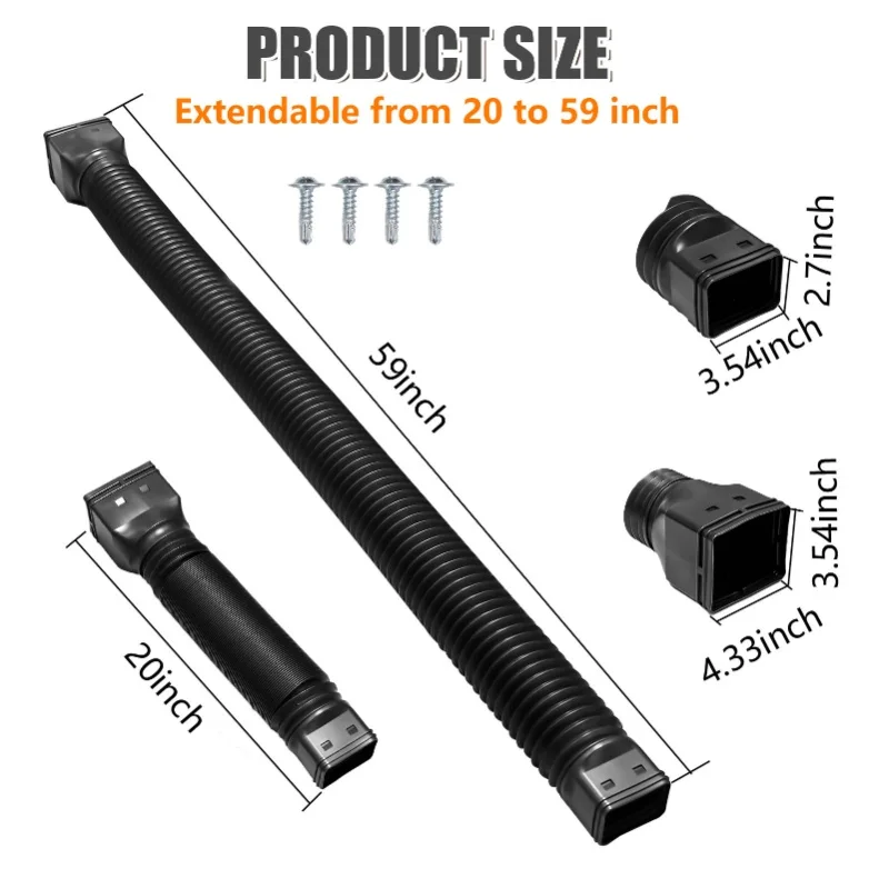 Downspout Extender Retractable Rain Gutter Drainage Pipe Down Spout Drain Extensions