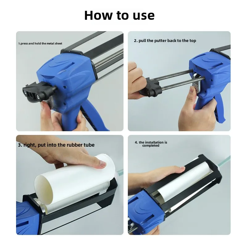 490 مللي صناعي مكونين 10:1 نموذج بلاستيكي مسدس غراء أنبوب مزدوج AB دليل سعة كبيرة مسدس دفع الغراء