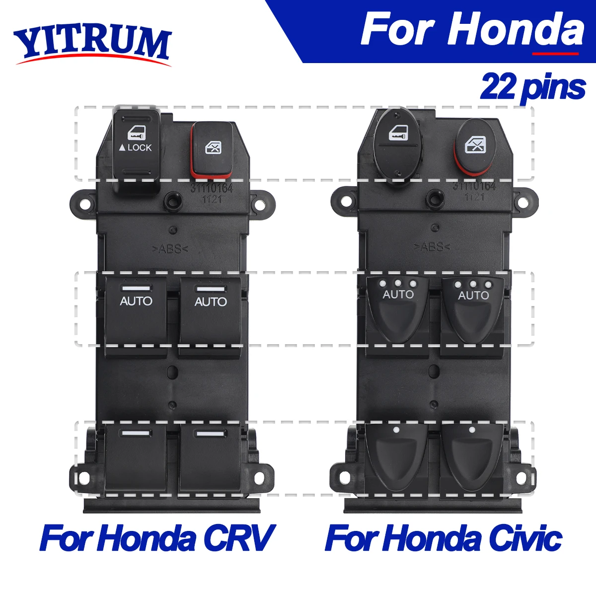 35750-SWA-G01 Para Honda CR-V 2008-2011 35750-SMG-G02 Para Civic 2006 2007 2008 2009 2010 2011 Interruptor de Controle de Vidro Elétrico