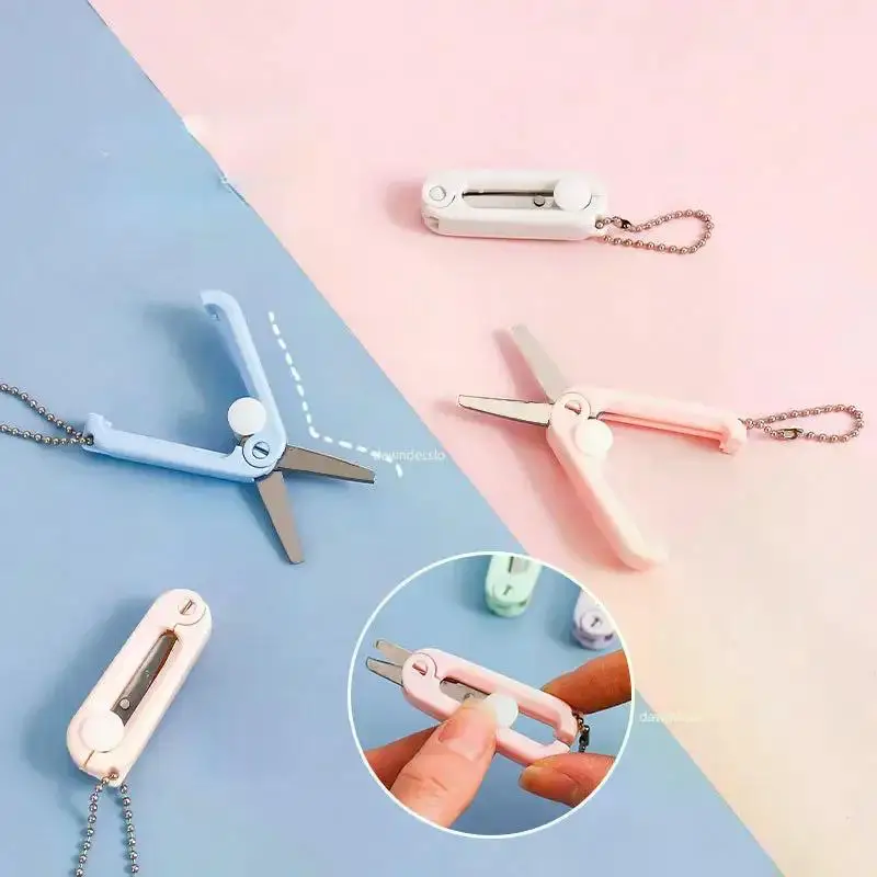 Creative Mini Portable Folding Scissors Morandi Simple Paper-Cutting Art Tool Stationary Scissors Office School Supplies image 3