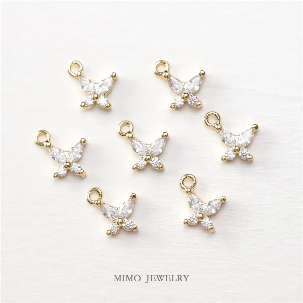 الحفاظ على اللون مطلية بالذهب الضوء البرسيم الذهب لاكي جراس الزركون مجموعة صغيرة قلادة مزدوجة قلادة DIY #4