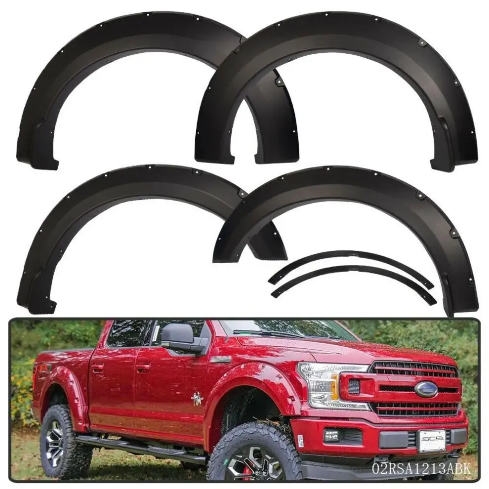 Spedking 2015 2016 2017 raptor accessories Textured Pocket Bolt/Rivet Fender Flares Wheel Cover for ford F150