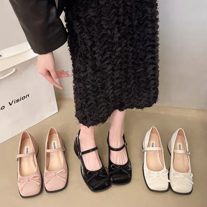 

Модные туфли на высоком каблуке, весна-лето, новый стиль, женская обувь с ремешком, маленькие кожаные туфли с узлом-бабочкой