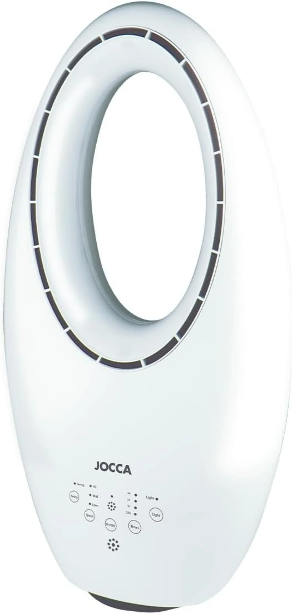 Jocca - Ventilador sin Aspas con Control Remoto | 3 Velocidades | Oscilación Automática | Luz LED con 4 Luces Intercambiables |