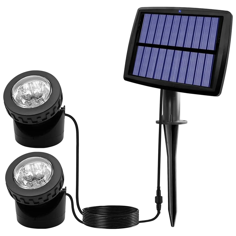 

Solar Pond Spotlights, LED Solar Underwater Lights With Dual Head Waterproof Submarine Landscape Spotlight Lighting