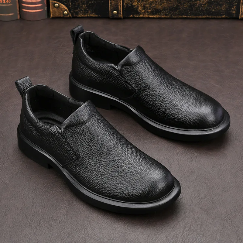 Men's Casual Leather Shoes with Top Layer Cowhide Soft Leather Men Dress Shoes High-quality Thick Soled Leather Shoes for Men