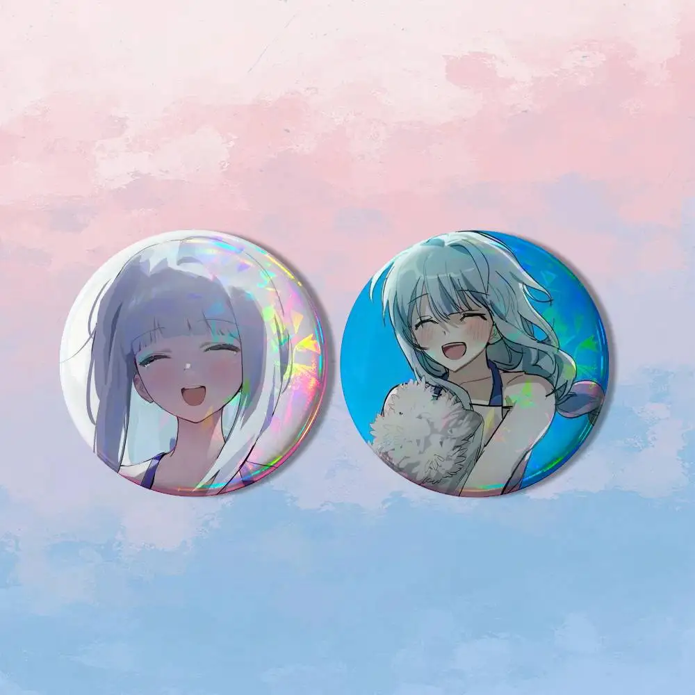 Z-Zero Natsu Ushirono 2 piece set Badges On Backpack Jacket Cartoon Round Brooches Acrylic Button Pins Collection Gifts