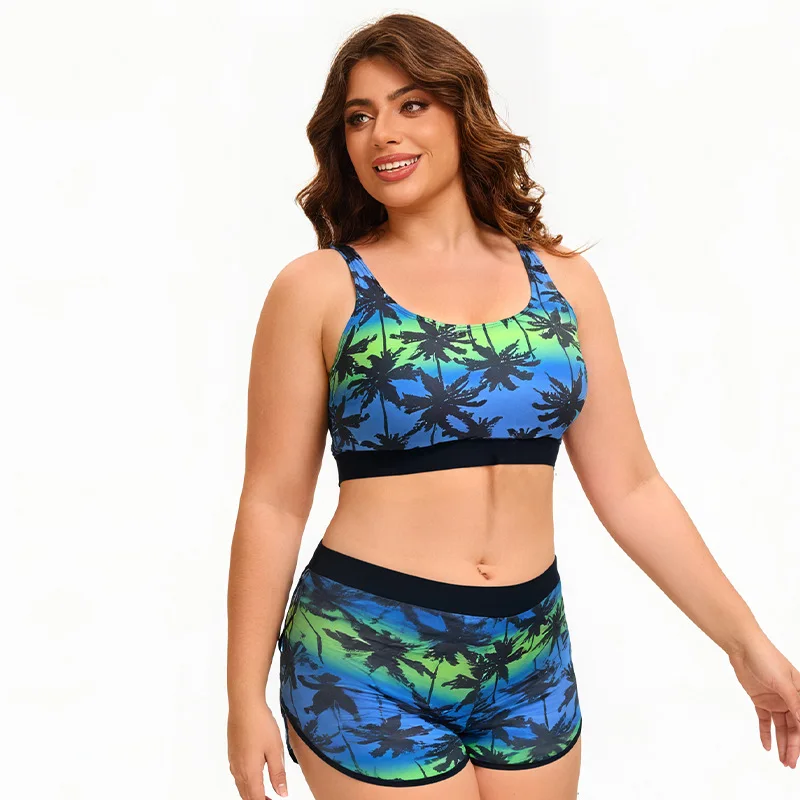 Women Beachwear Ladies Swim Gradient Coconut Summer Tankini Monokini Swimwear Bathing Suit 3 Pieces Bikini Set Swimsuits XL-5XL