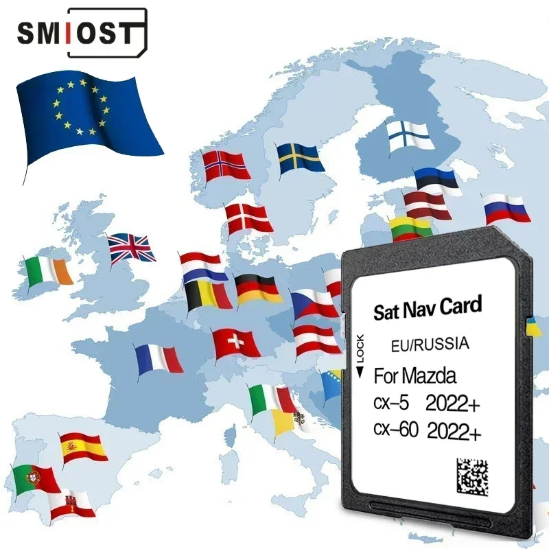 SMIOST Map SD Card for Mazda CX-5 CX-60 2022+ Sat Nav Navigation Card 32GB GPS Update Software Free Shipping OEM EU RUSSIA Car
