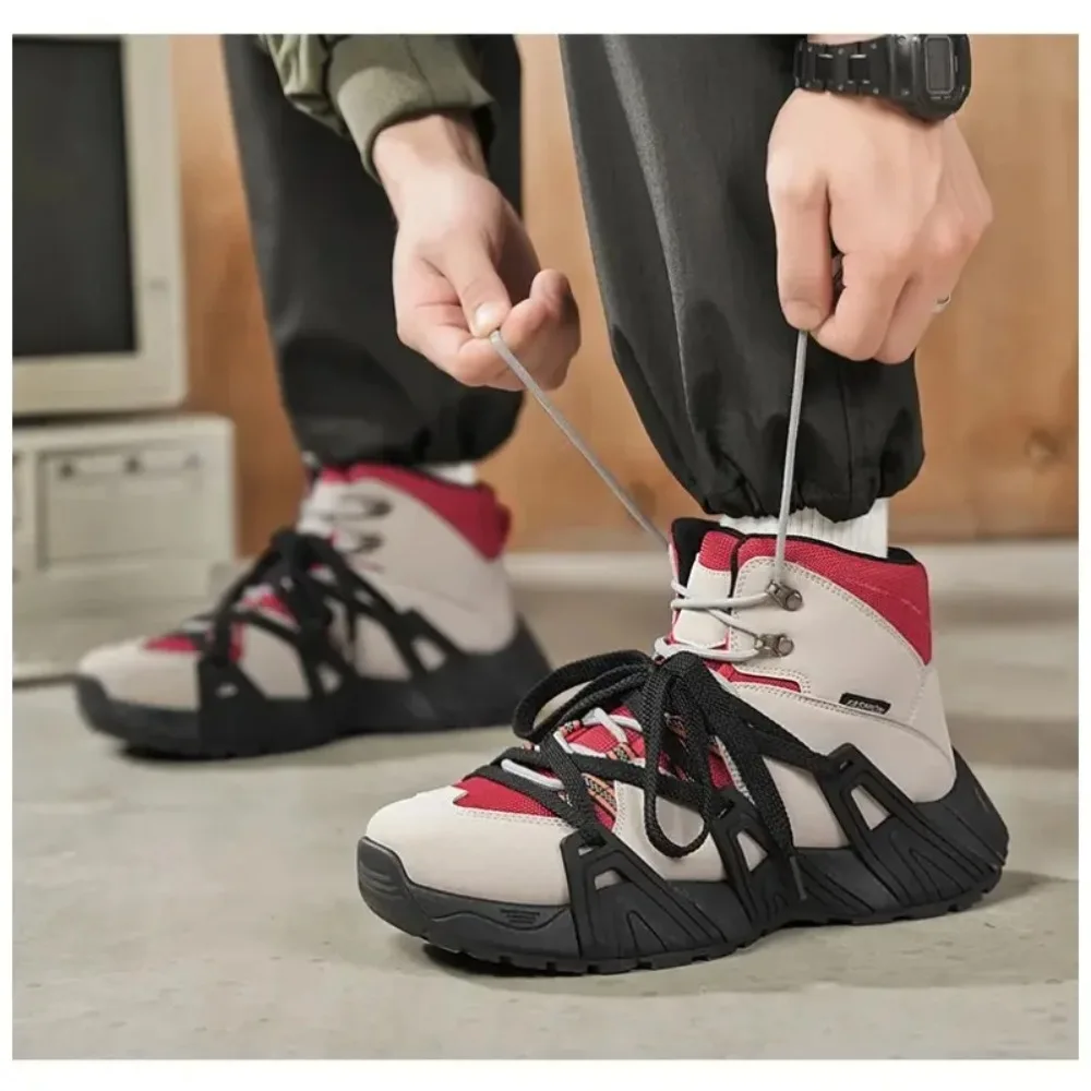 

Outdoor Hiking Shoes Men Shoes Anti-slip Soft Durable Casual High-top Boots Men Lace-up Thick-soled Comfortable Combat Boots Men