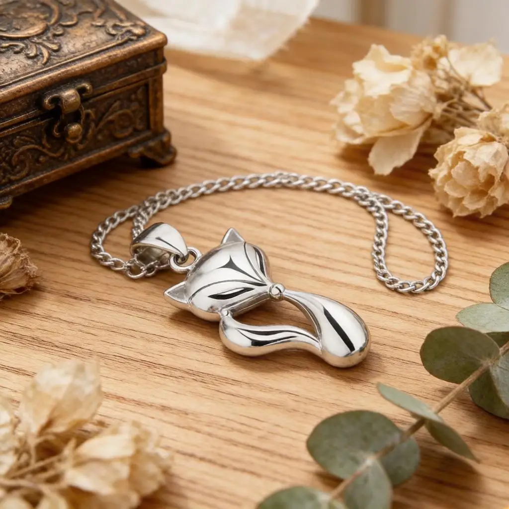 Nowa moda 925 Sterling Silver zwierząt Fox naszyjnik dla kobiet dziewczyna piękny Collier Choker naszyjniki kołnierz biżuteria — zdjęcie 6