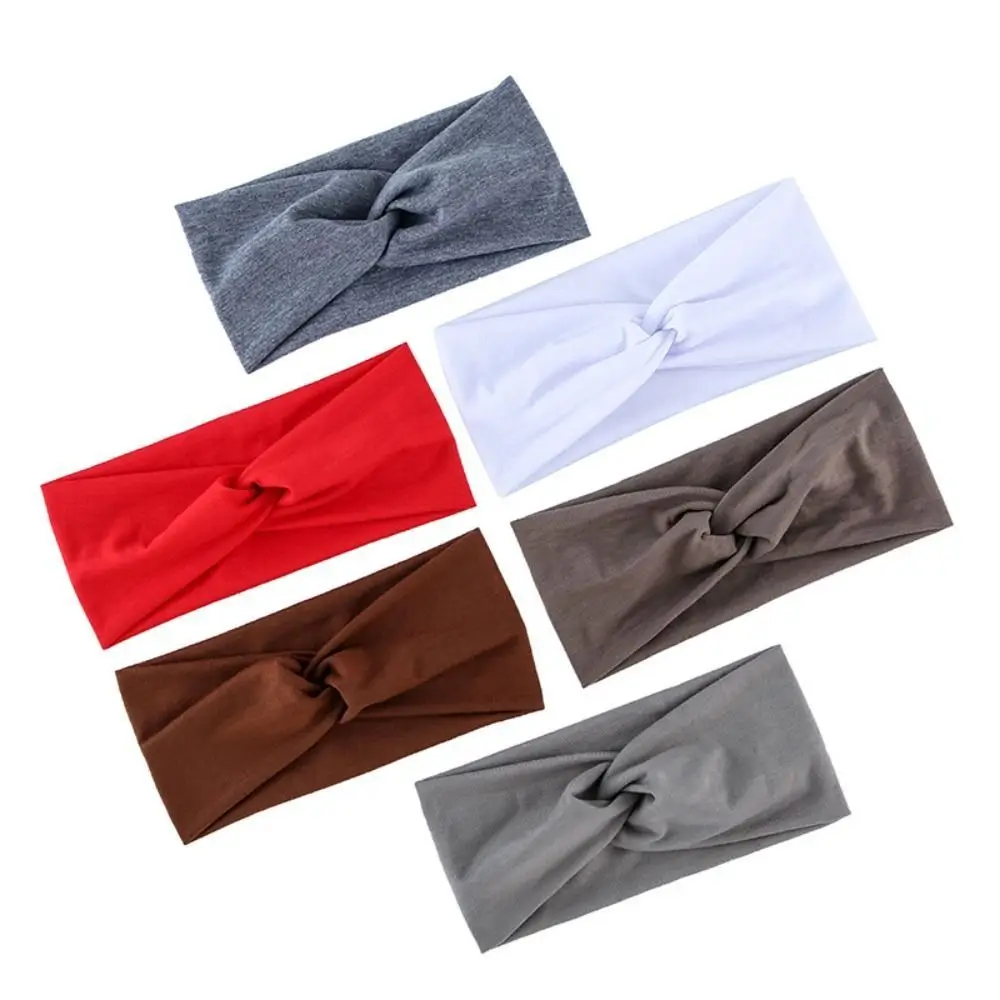 Hiking Solid Color Yoga Headband Cotton Elastic Cross Headband Currency Charming Hair Band Running