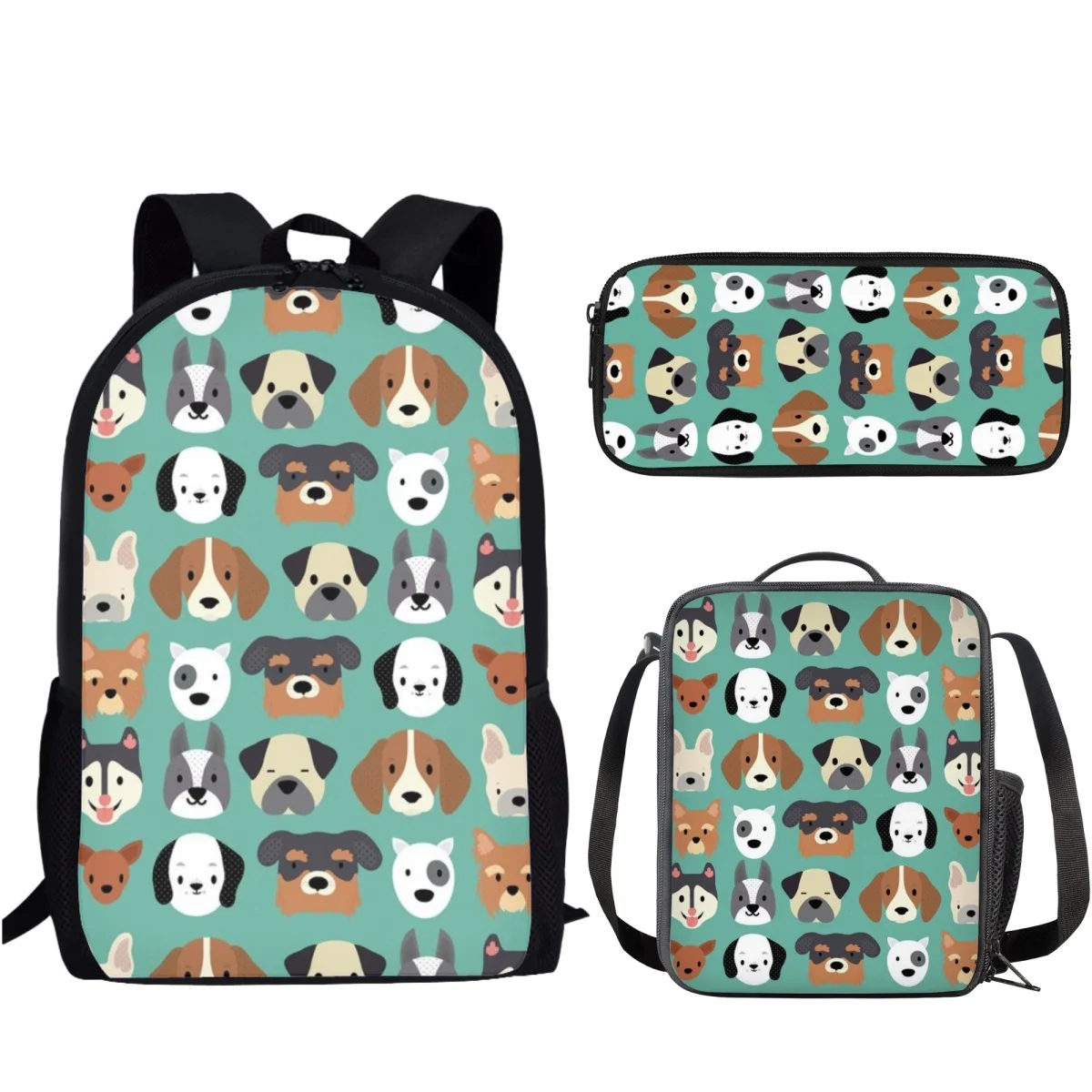 Sac à Dos de Grande Capacité avec Imprimé de Chiot de Dessin Animé pour Enfant, Cartable d'École pour Écolier Garçon et Fille, 3 Pièces