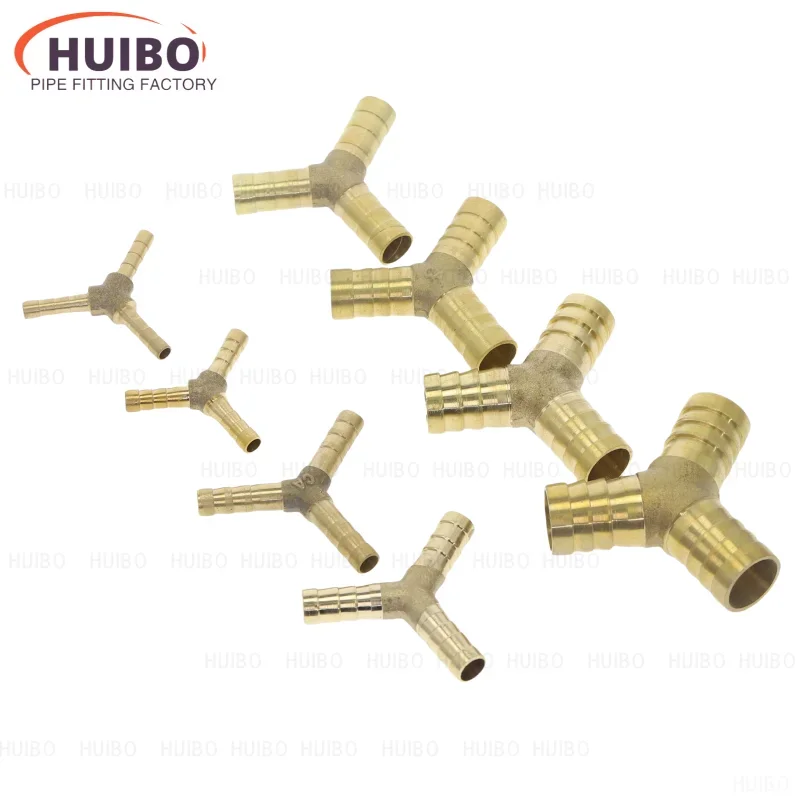 Brass Splicer Pipe Fitting Y Shape 3 Way Hose Barb 4 5 6 8 10 12 14 19mm Copper Barbed Connector Joint Coupler Adapter Pneumatic