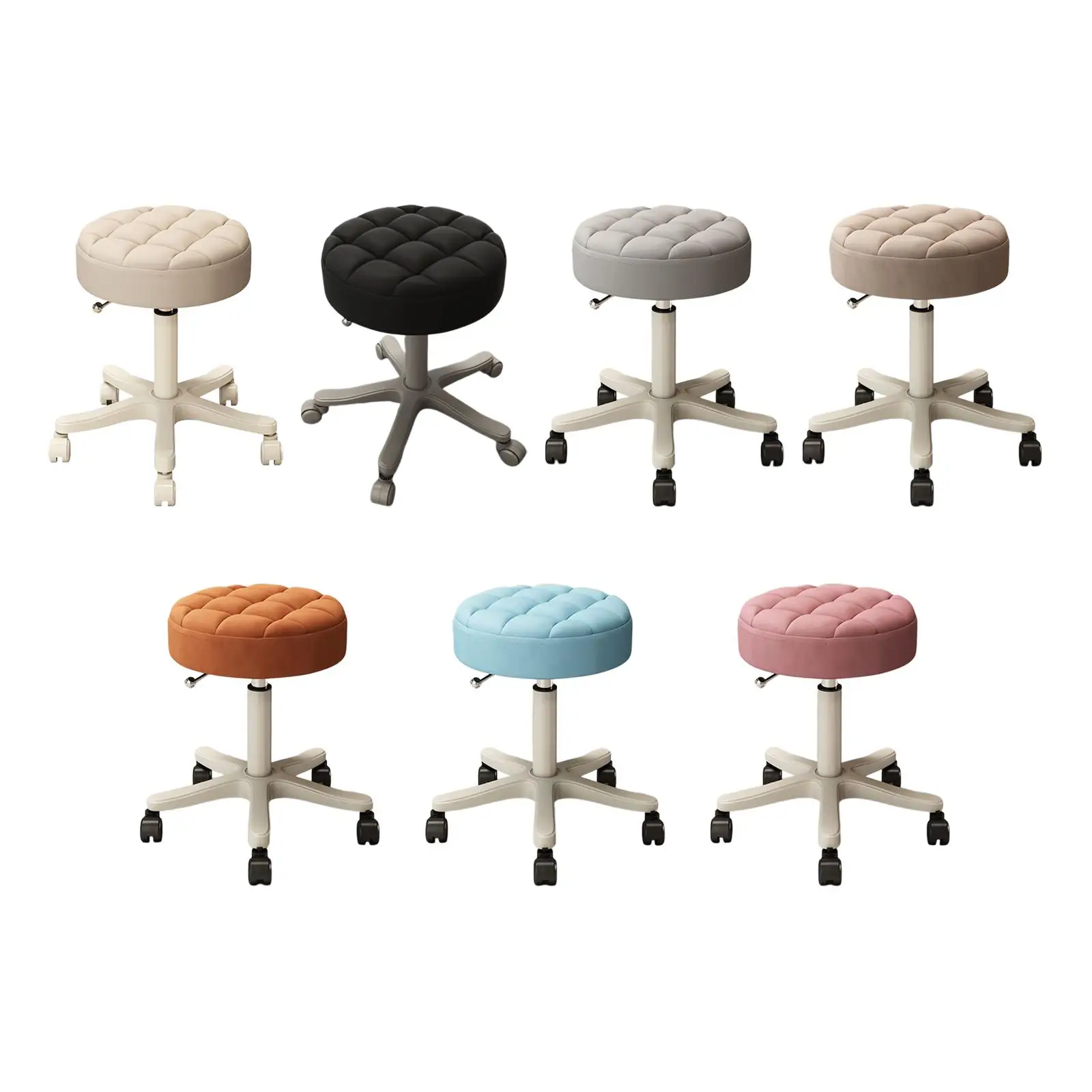 

Swivel SPA Stool 35~45cm Adjust Round Rolling Stool Bar Stool with Wheels for Office, Barbershop, Pubs, Step Stool Vanity Stool