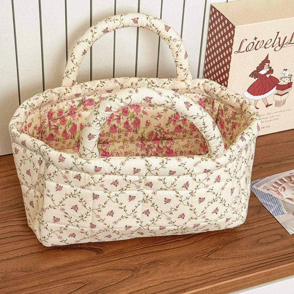 Cute Colorful Flower Organizers Basket With Handle Home Room Makeup Foldable Storage Basket For Pet Toys Organizer Basket