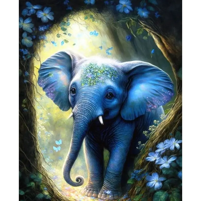 

PhotoCustom Painting By Numbers Forest Elephant Pictures By Numbers On Canvas Animal Wall Art For Home Decor
