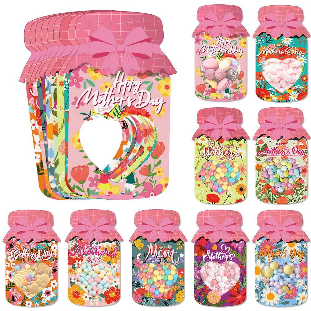 Bolsa de galletas y dulces para el día de la madre, recuerdo de fiesta, forma de botella de deriva, bolsa de embalaje DIY para la mejor decoración de fiesta de mamá, 9/18 Uds.