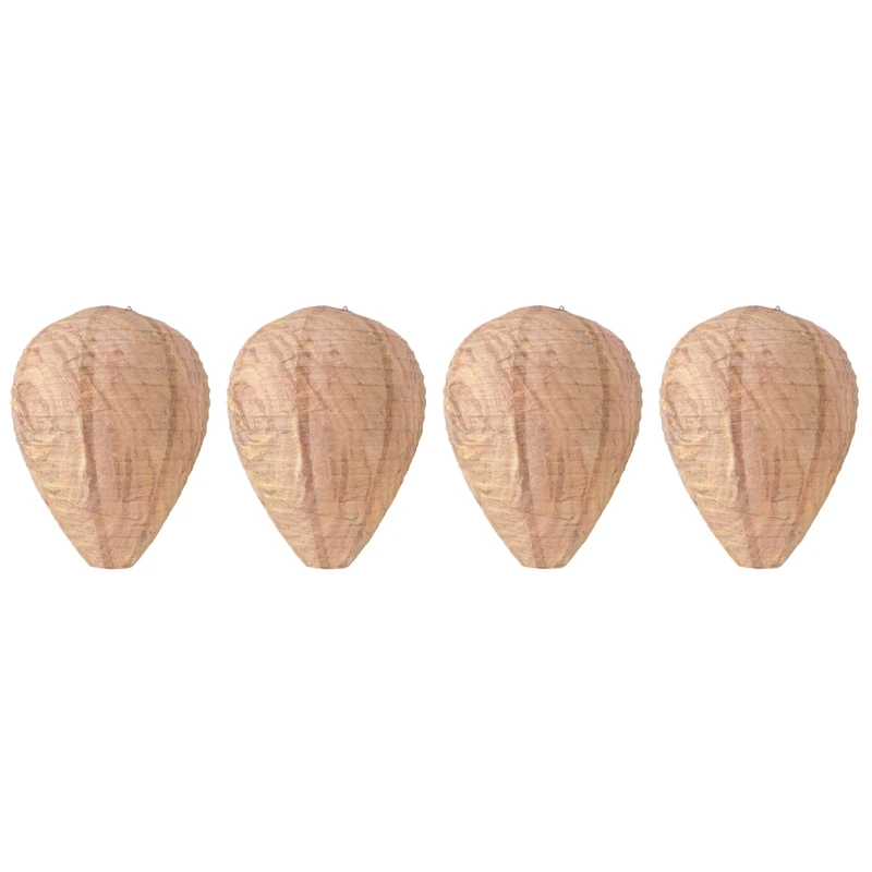 ABUN-4PCS Wasp Nest,Decoy Hanging Fake Wasp Nest Paper Decoy Safe Fake Trap Effective Eco Friendly Paper Wasp Nest For Garden