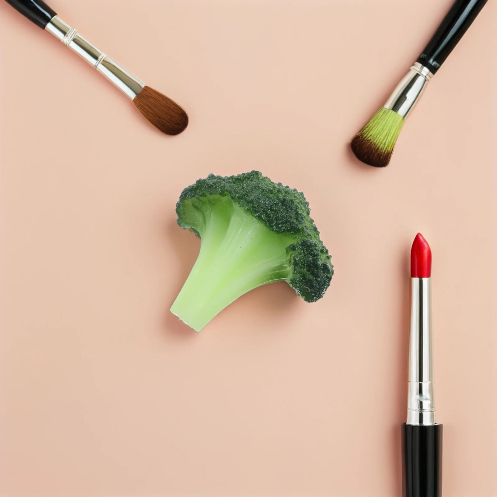 Outil de taches de rousseur de brocoli, conception réaliste de faux légumes pour le maquillage de taches de rousseur naturelles, tampon de visage de légumes verts réutilisable