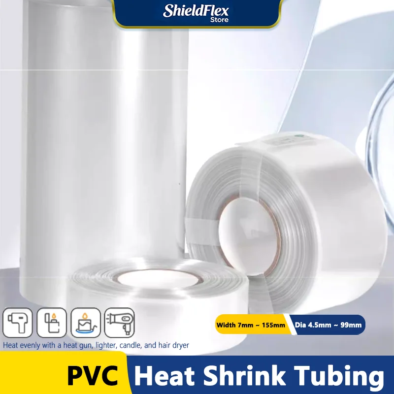 

7~ 155mm Transparent PVC Heat Shrink Tube 18650 Lipo Battery Pack Insulated Film Wrap Lithium Case Protection Cable Sleeve 1~20M