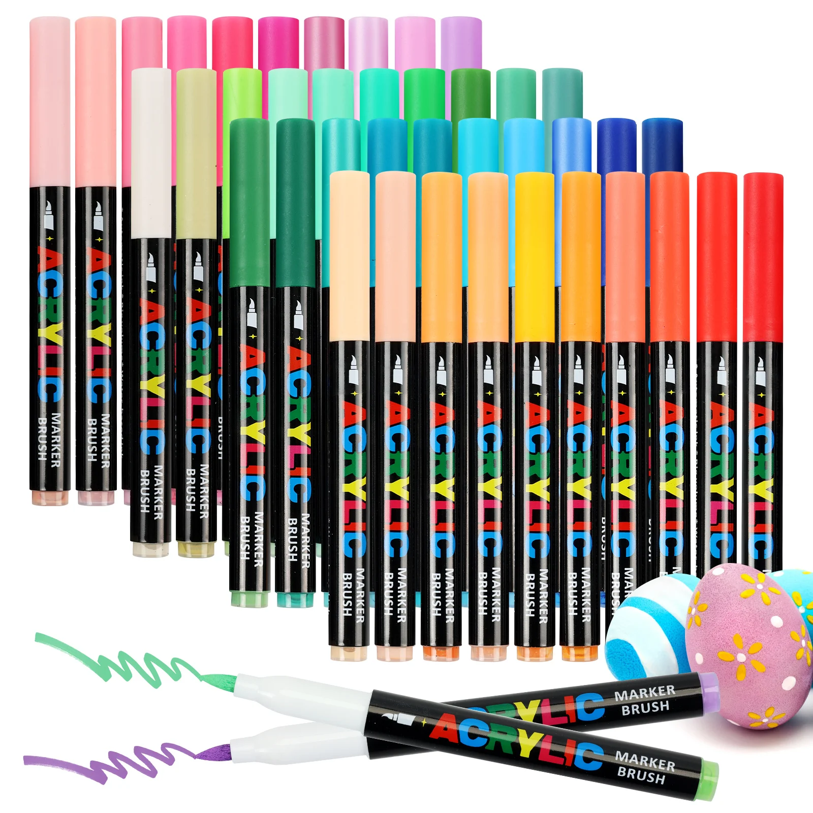 

12-80 Colors Acrylic Markers Soft Brush Tip Paint Marker Pens For Plastic, Wood, Glass, Fabric, Paper, DIY Craft Back To School