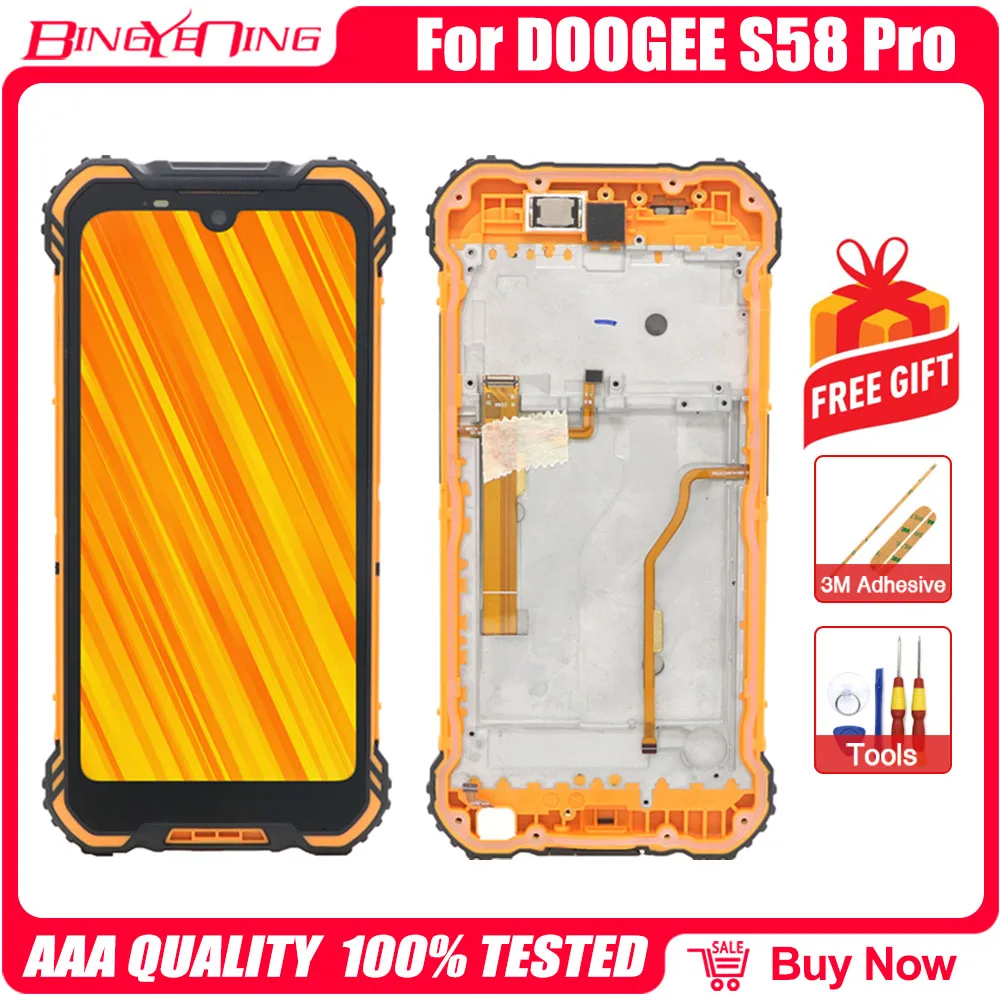 Original 5.71 inch LCD&Touch Screen Digitizer Display With Frame Module Repair Replacement Part For DOOGEE S58 Pro Cellphone