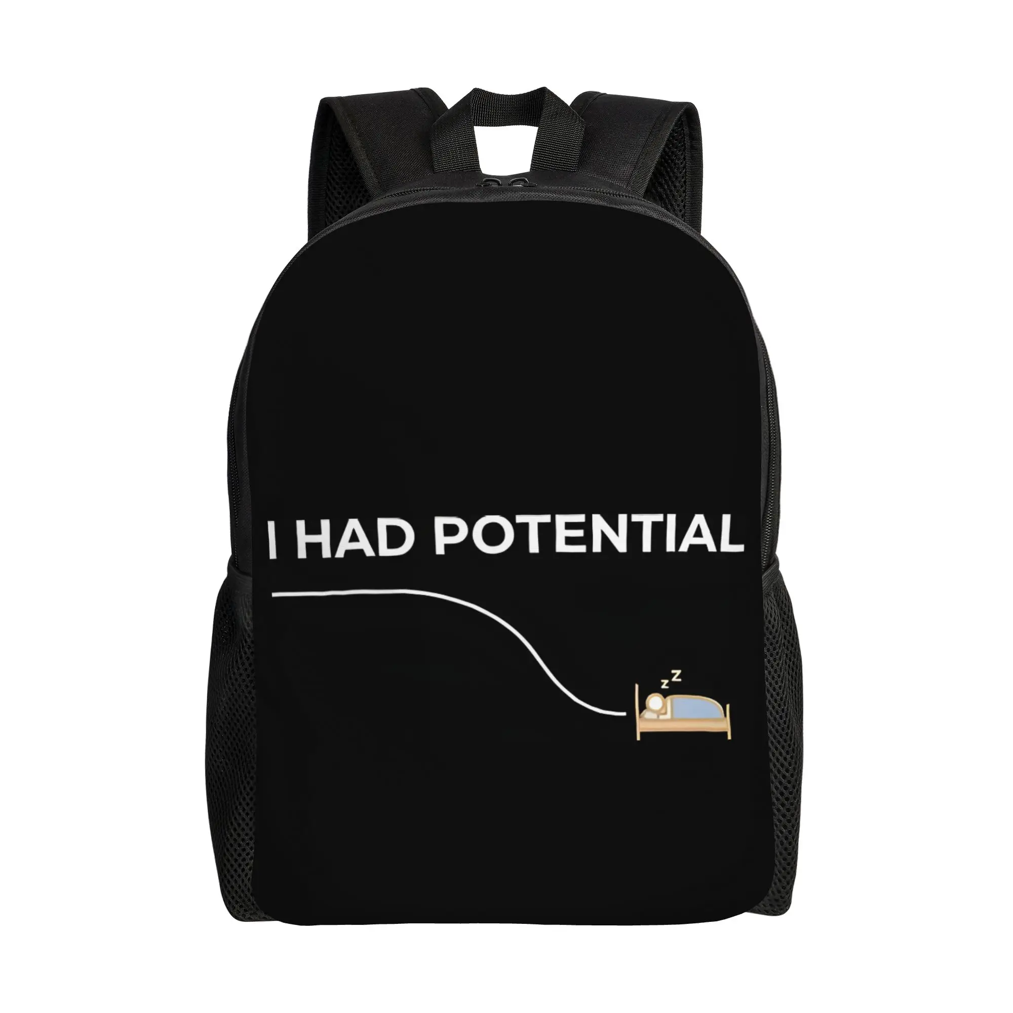 Back to school season Personalised I Had Potential   Sleeping Lazy Humor    Sleep Meme Handbag  College Student Bookbag Backpack