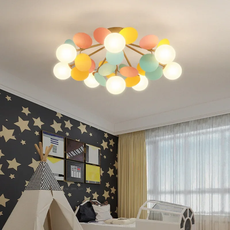 Modern Ceiling Lamp For Children\'s Room Aisle Led Decor Glass Ball Chandelier Bedroom Lighting Fixture