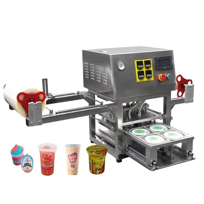 

Commercial Automatic 600 Cups/hour Bubble Tea Cup Ice Coffee Drink Yogurt Juice Foil Plastic Sealing Machine for Sale