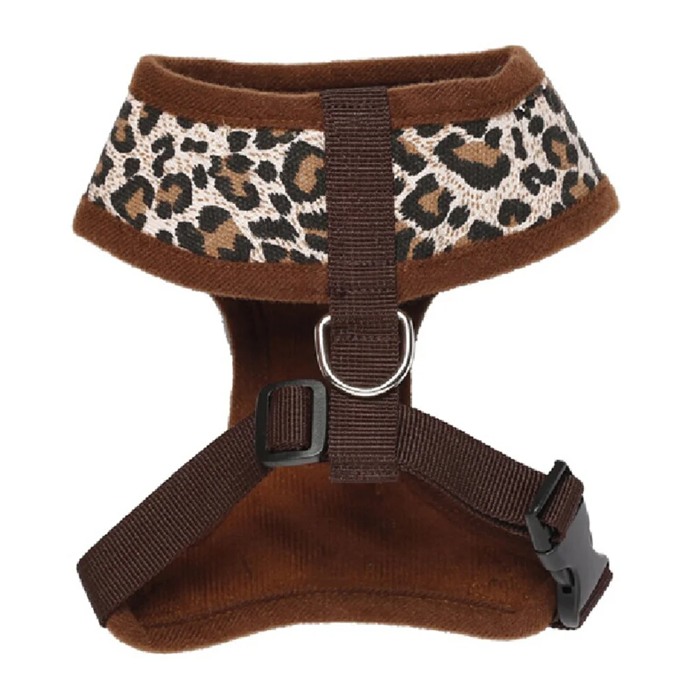 

Pet Dog Adjustable Canvas Chest Harness - Size S (Leopard Print) Adjustable dog harness Dog chest harness