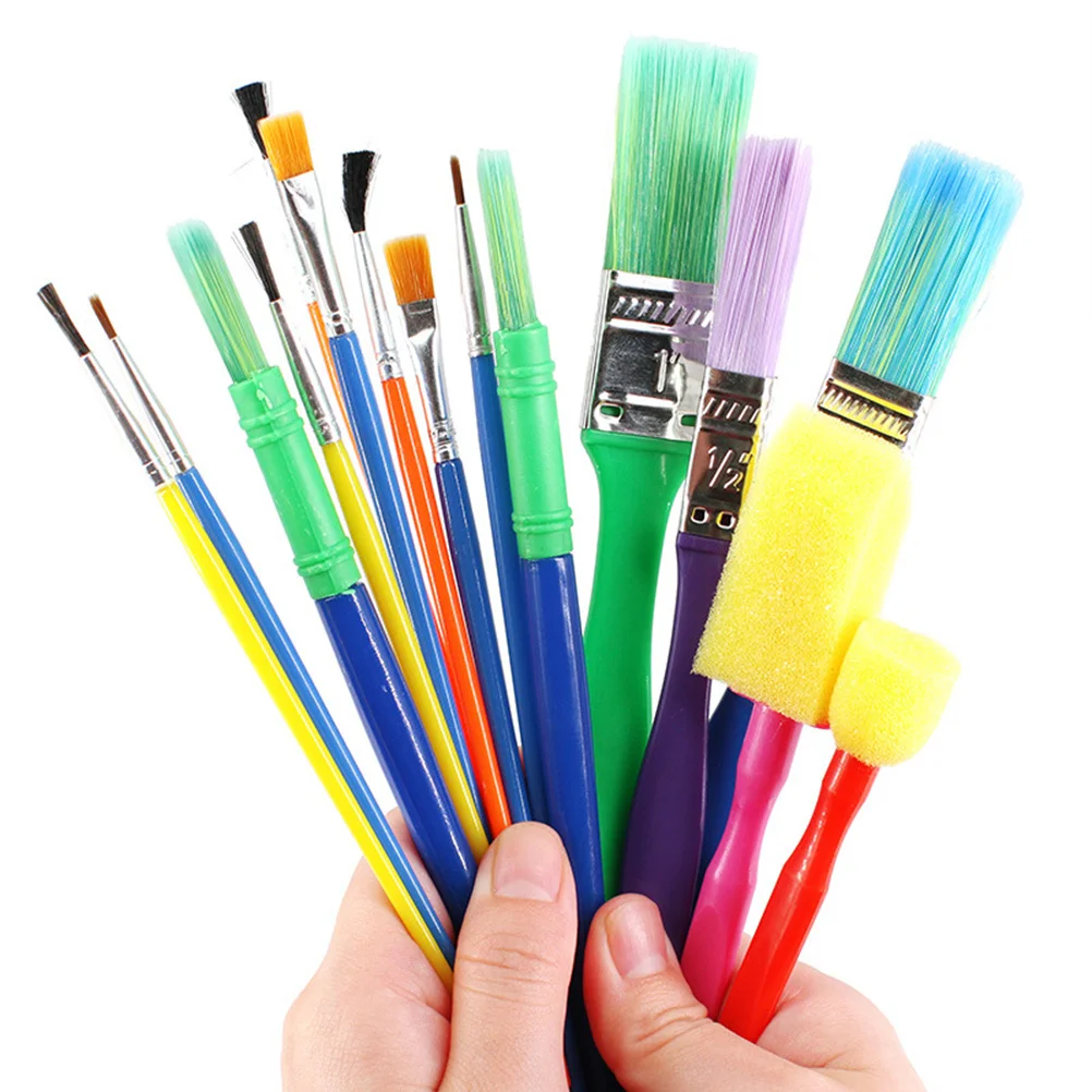 1Set Painting Brushes Plastic Durable Eco Friendly Colorful Shapes for Kids Preschool Beginners Educational Drawing Tools