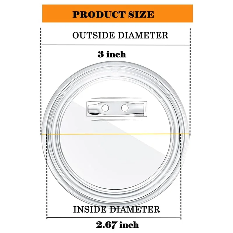3 Inch Acrylic Button Pins Clear Plastic Button Badges Pin Craft Button with Pin Blank Pins Photo Buttons Pin, 25 Pack