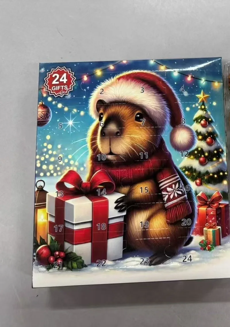متوفر 24 قطعة كابيبارا عيد الميلاد تقويم القدوم العد التنازلي التقويم لطيف الديكور لعبة طفل هالوين هدية الكريسماس #2
