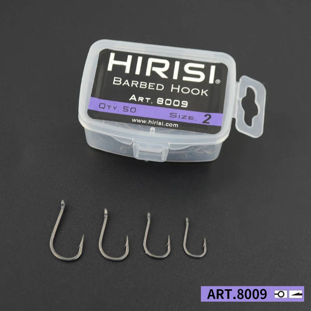 50pcs Carp Fishing Hooks Coating High Carbon Stainless Steel Barbed hooks Pack with Retail Original Box 8009