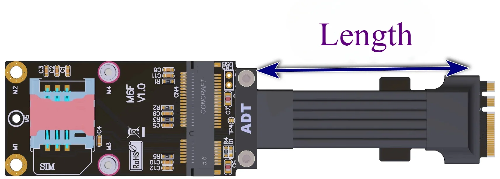 무선 미니 PCIe-M.2 키 A.E. 익스텐션 케이블, mPCIe 카드, M.2 A.E. 슬롯 익스텐션 어댑터 케이블, 풀 스피드 PCI-E 4.0 3.0