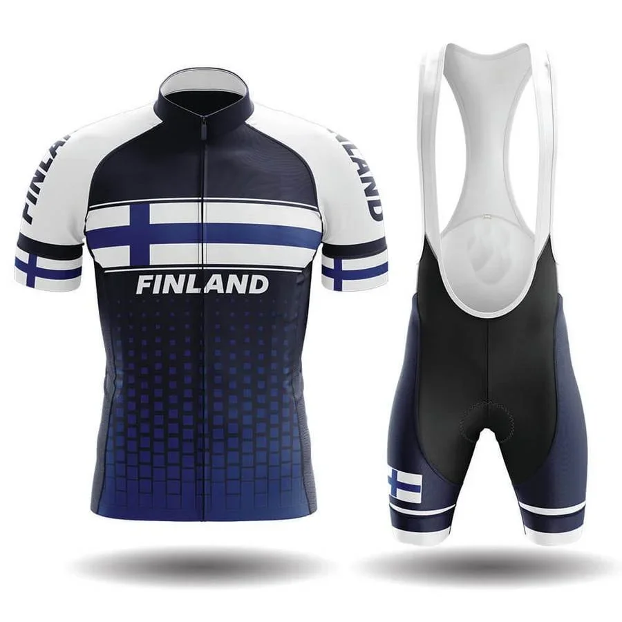 

POWERBAND Finland NATIONAL SHORT SLEEVE CYCLING JERSEY SUMMER CYCLING WEAR ROPA CICLISMO+BIB SHORTS