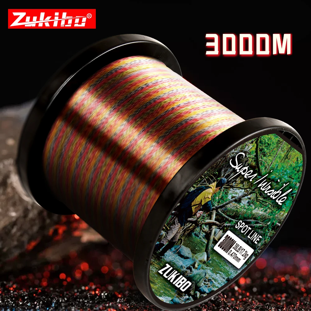 ZUKIBO 3000M Spotted Camo Fishing Line 3D Super Invisible Strong Fluorocarbon Coated Monofilament Sinking Line Fly Line pesca