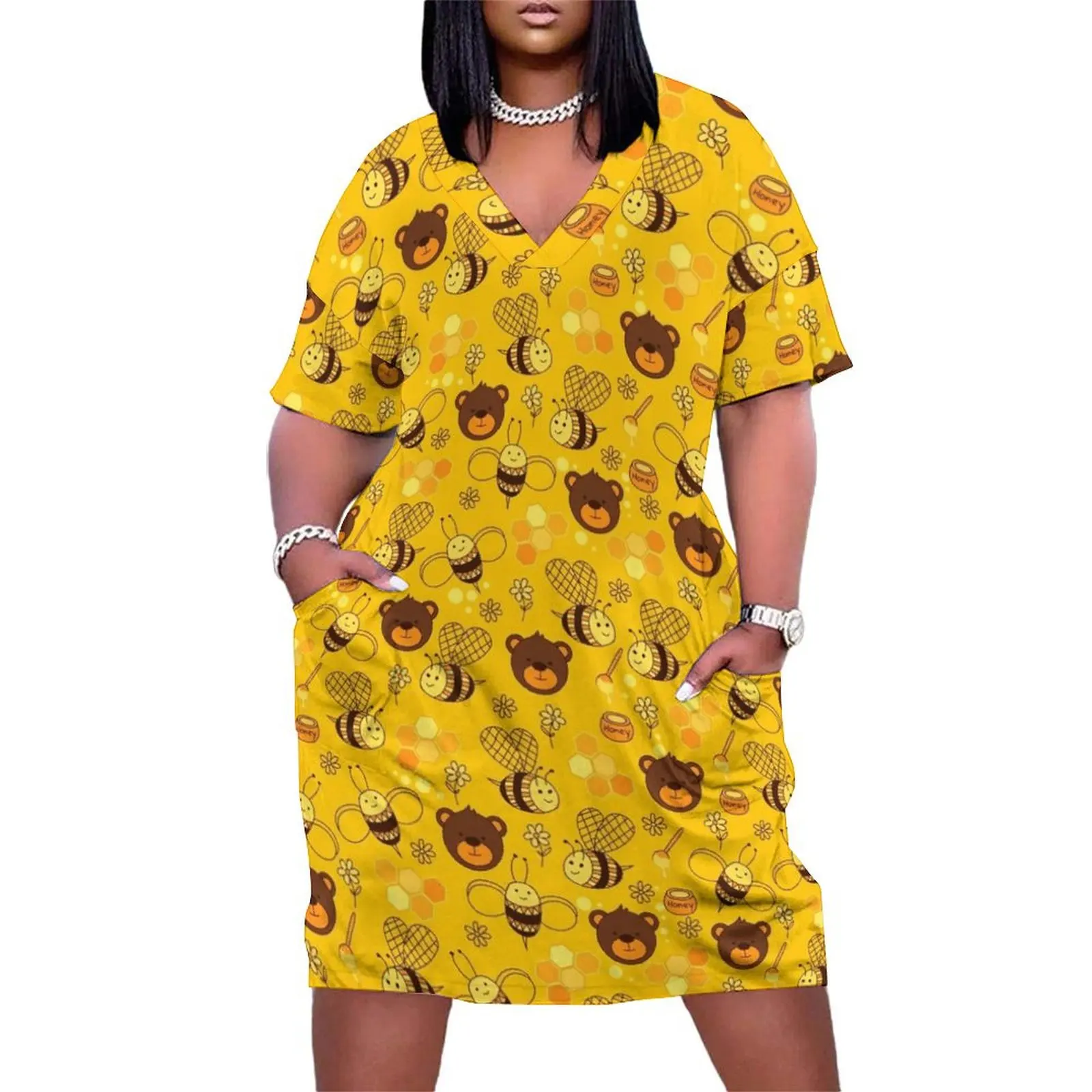 

Bees and Bears Loose Pocket Dress summer clothes elegant women"s sets Women"s dress