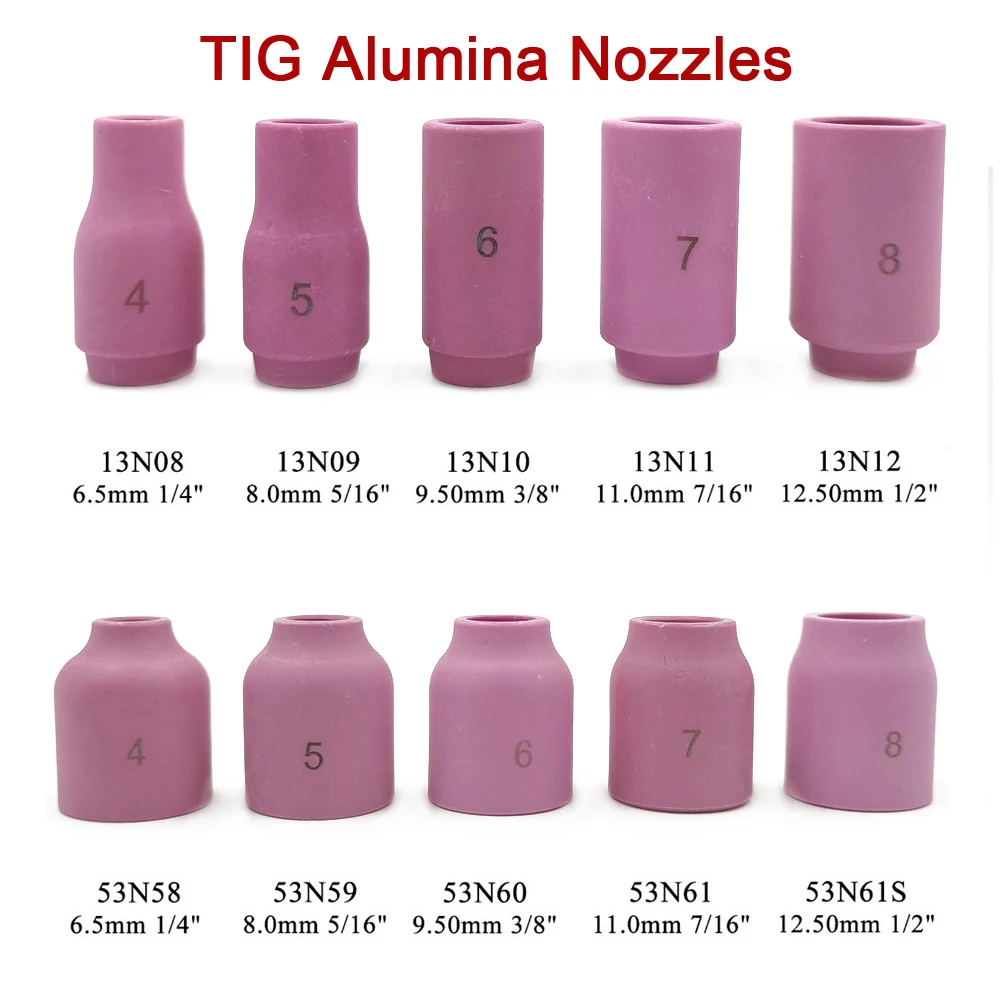 55pcs TIG Welding Torch Nozzle Ring Cover Gas Lens Glass Cup Kit TIG WP-17/18/26 High Temperature Durable Practical Accessories