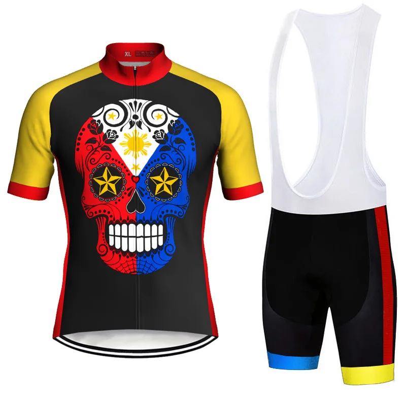 Philippines Man Outdoor Short Sleeve Cycling Jersey Sets Bicycle MTB Downhill Shirt Road Mountain Tight Jacket Ropa Bib Moto Kit