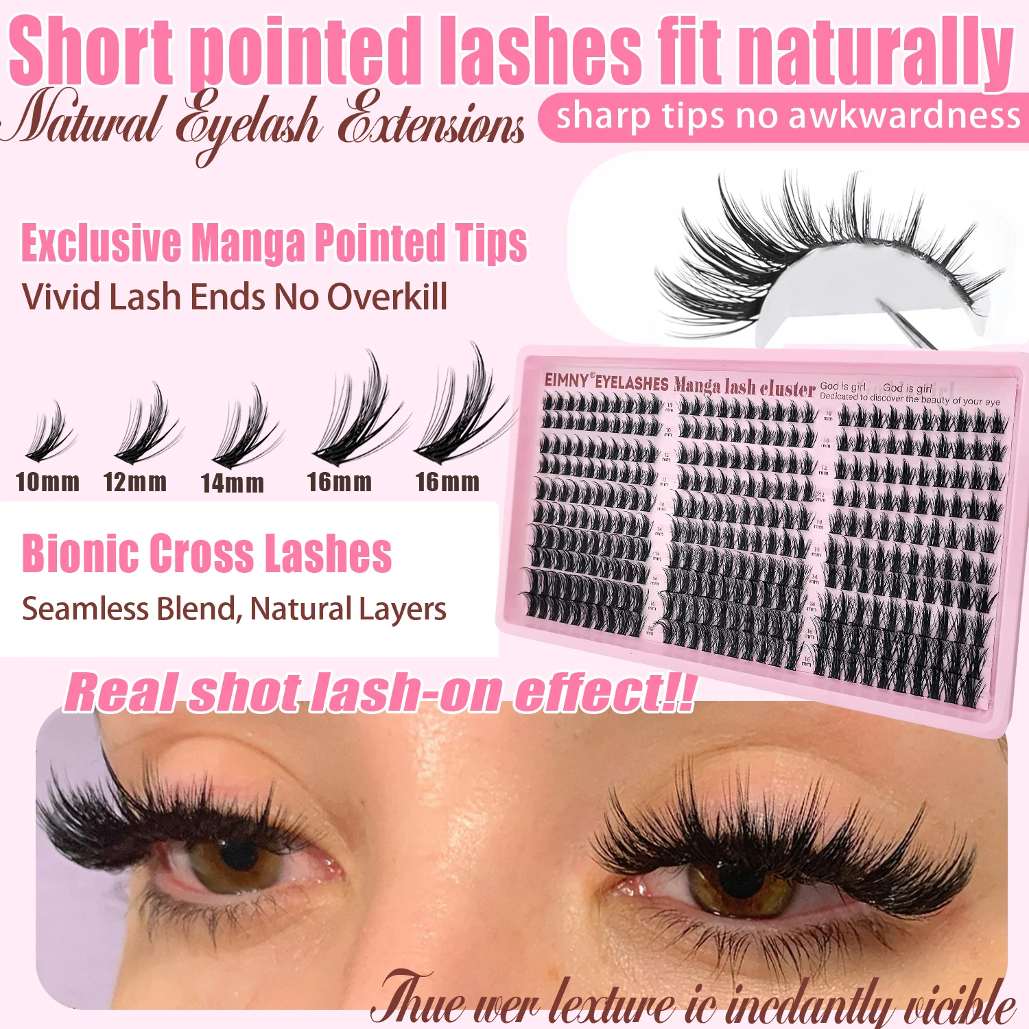 Manga Lash Clusters Kit Natural 300 Pcs Cluster Eyelash Extensions Kit Wispy Fairy Fluffy Eyelash Clusters Anime Cosplay Lash image 4