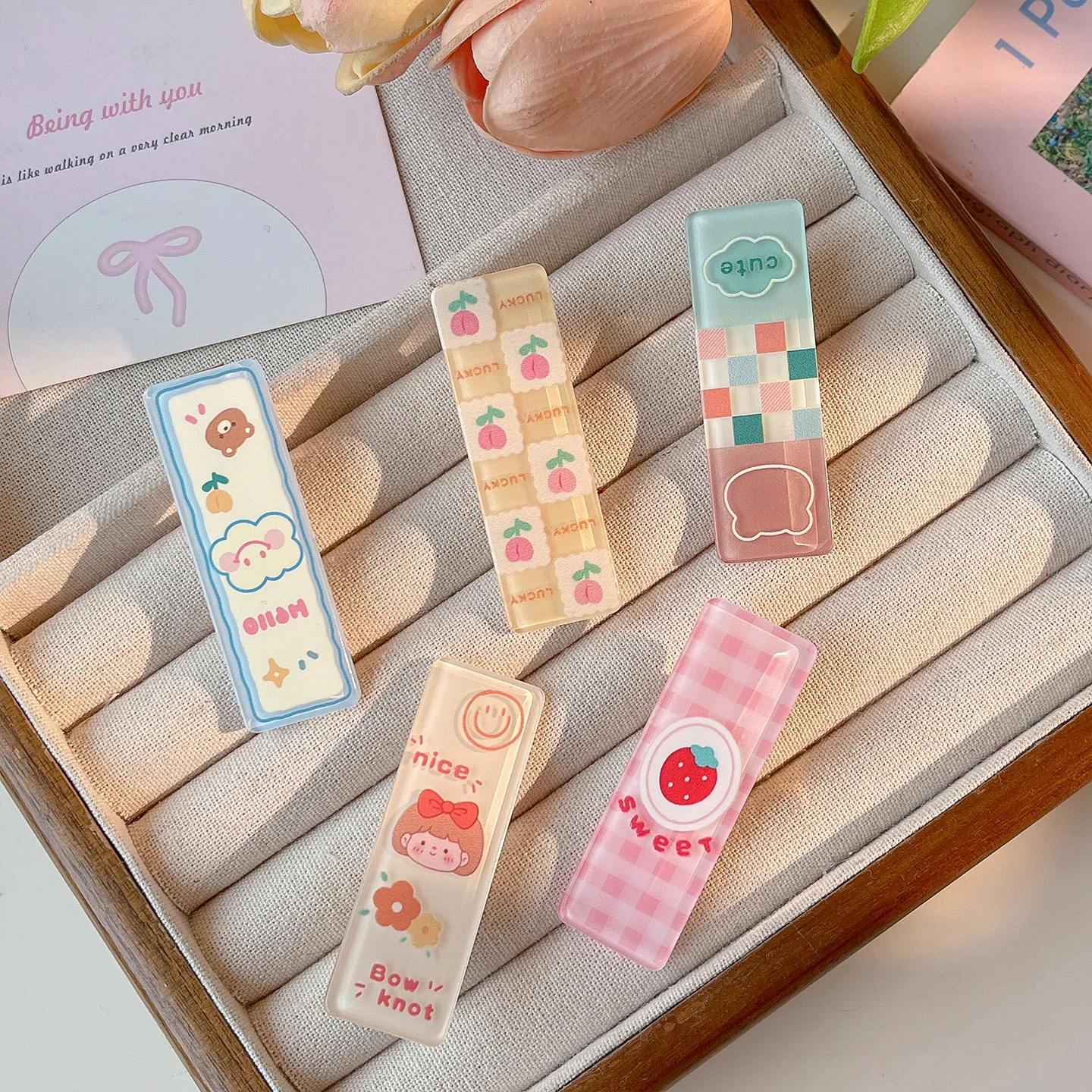 

Lovely Cartoon Printed Strip Hair Clips Set Spring New Design Kids Girls Sweet Hair Accessories Fashion Headwear Barrettes Hairp